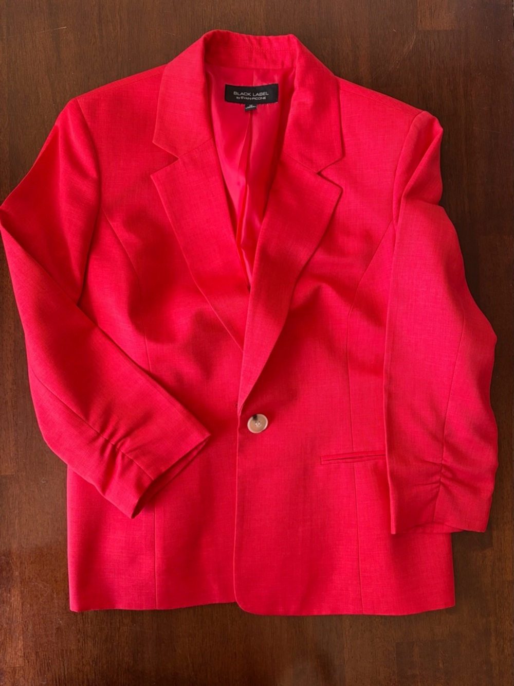 Black Label Evan Picone Bright Red Single-Button Woman’s Blazer
